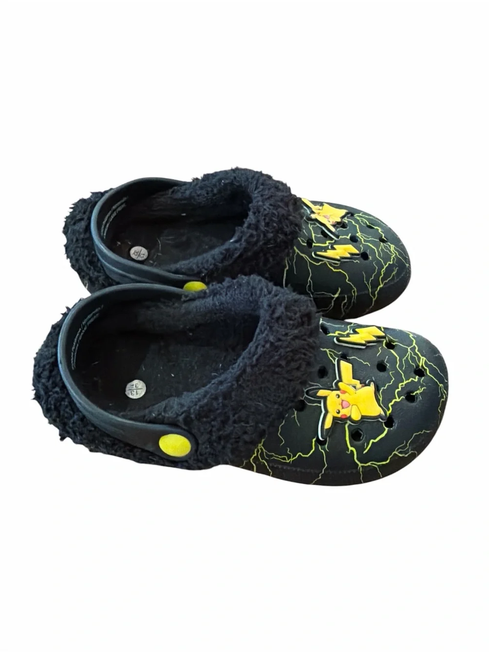 Kids Black Pikachu Lightning Lined Clog Shoes Pokémon Size 13